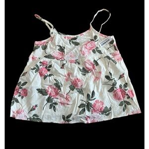 Floral White and Pink Tank Top